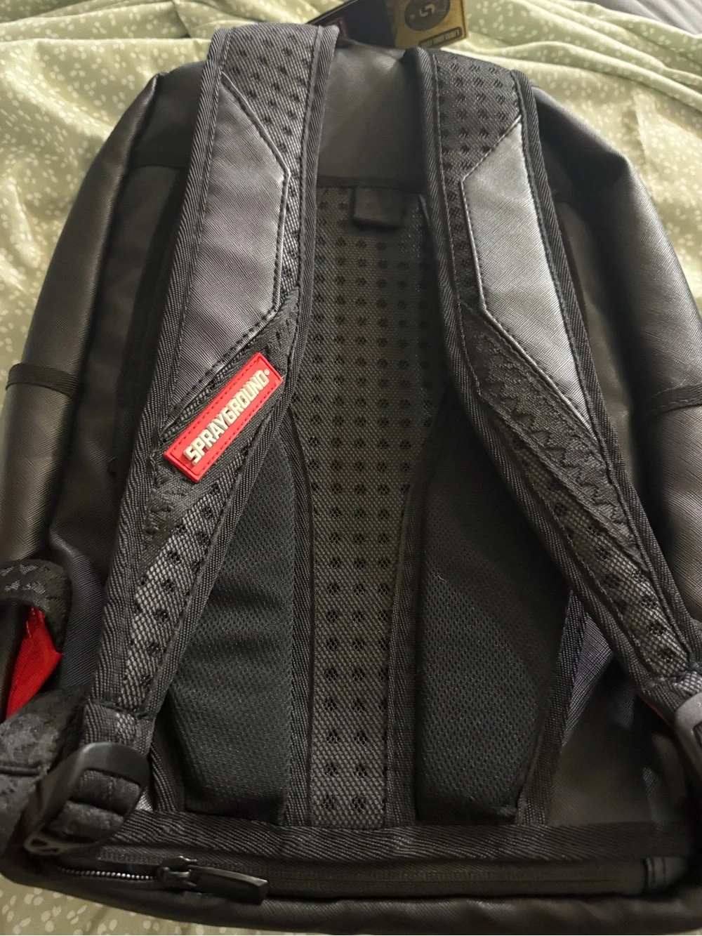 Sprayground Black Backpack with Red & Gold Crown Portrait